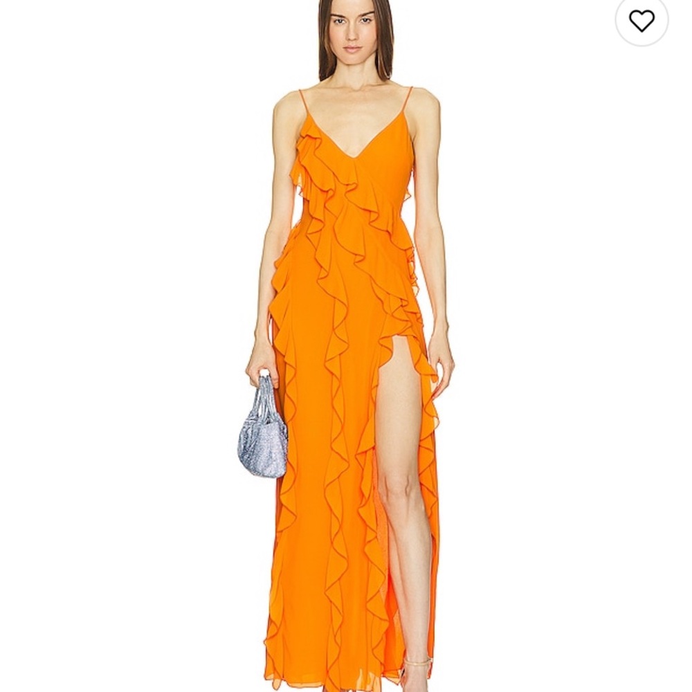 Orange Ruffled Maxi Dress